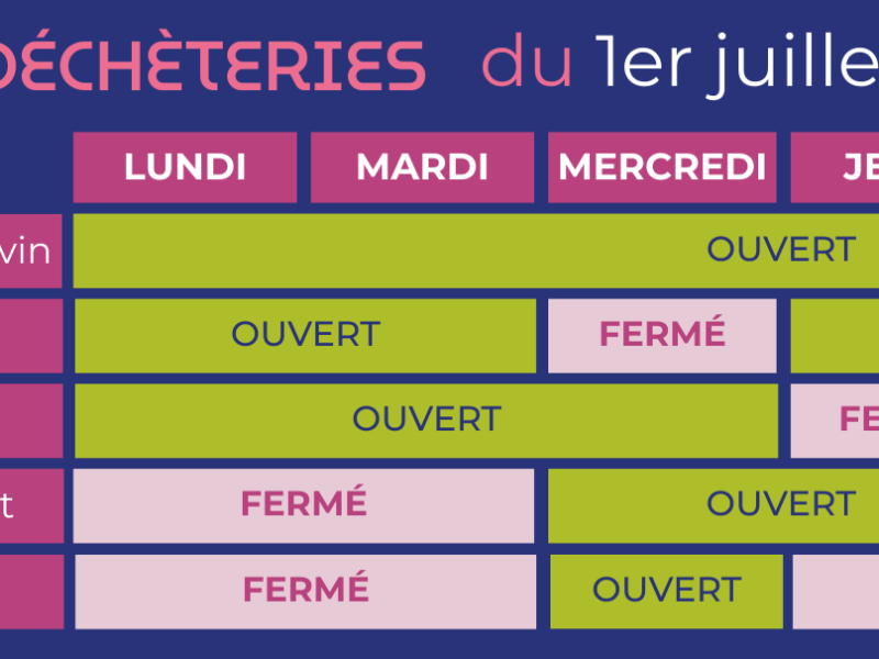 horaires d'été des déchèteries