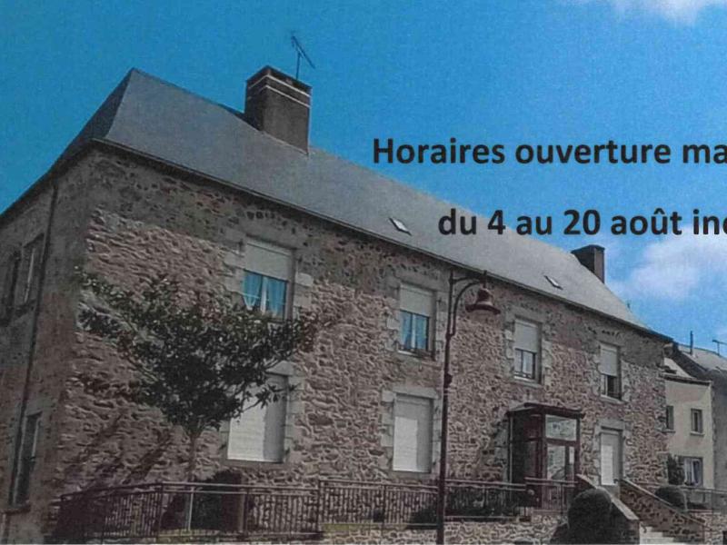 HORAIRES OUVERTURE MAIRIE ÉTÉ