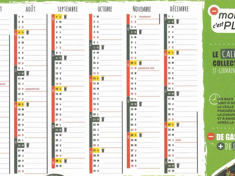 Le calendrier de la collecte  2025 
