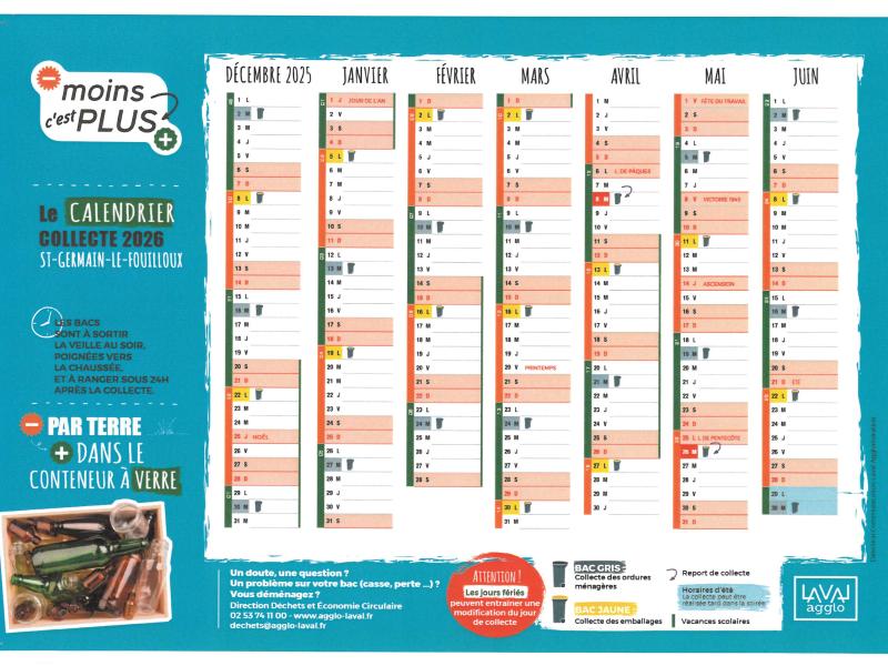 Le calendrier de la collecte  2026